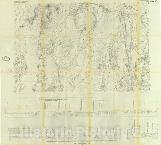 Map : Preliminary geologic map of the Nephi 30' x 60' quadrangle, Carbon, Emery, Juab, Sanpete, Utah and Wasatch Counties, Utah, 1985 Cartography Wall Art :