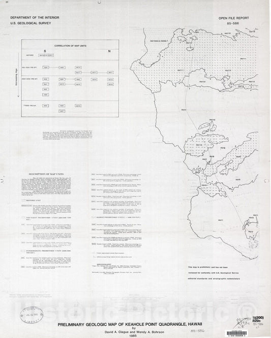 Map : Preliminary geologic map of Keahole Point quadrangle, Hawaii, 1985 Cartography Wall Art :