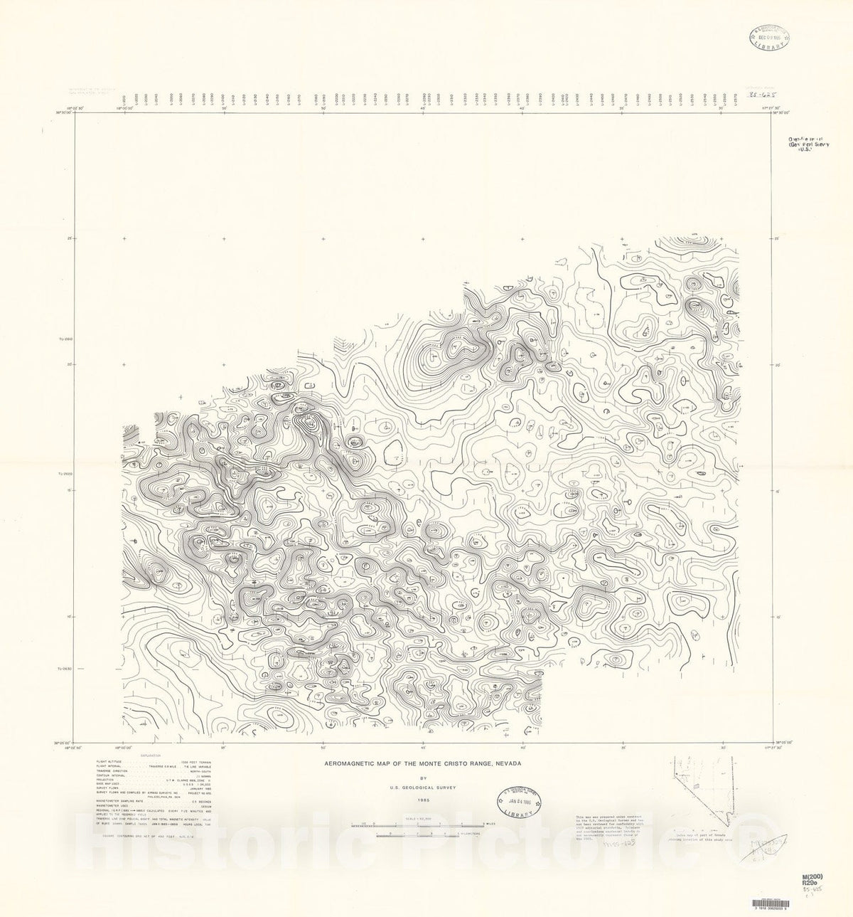 Map : Aeromagnetic map of the Monte Cristo Range, Nevada, 1985 Cartography Wall Art :