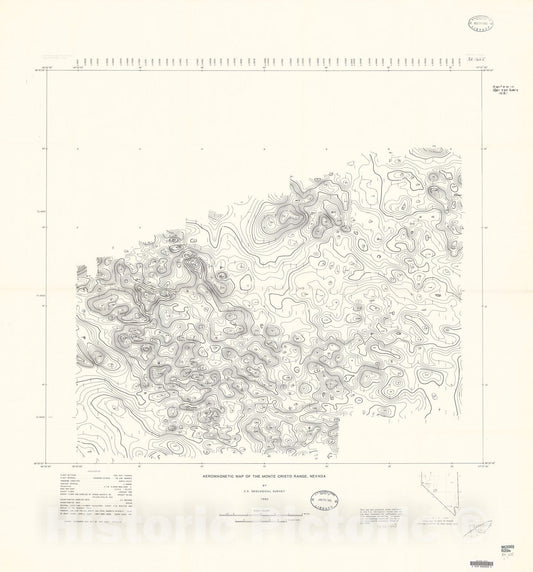 Map : Aeromagnetic map of the Monte Cristo Range, Nevada, 1985 Cartography Wall Art :
