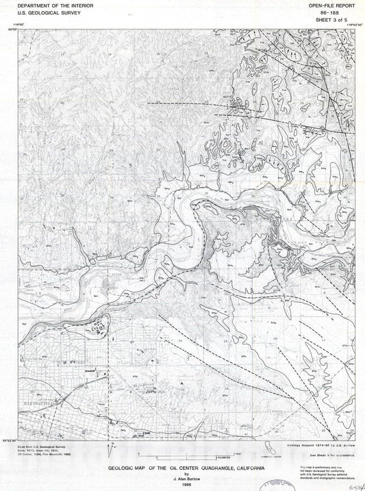 Map : Geologic map of the Oil Center quadrangle, California, 1986 Cartography Wall Art :