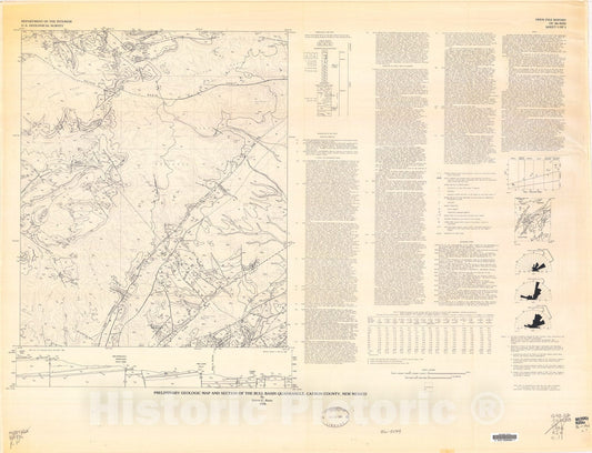 Map : Preliminary geologic map and section of the Bull Basin quadrangle, Catron County, New Mexico, 1986 Cartography Wall Art :