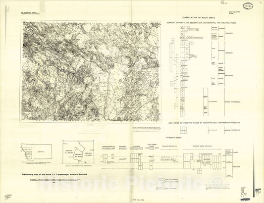Map : Preliminary map of the Butte one degree x two degree quadrangle, western Montana, one987 Cartography Wall Art :