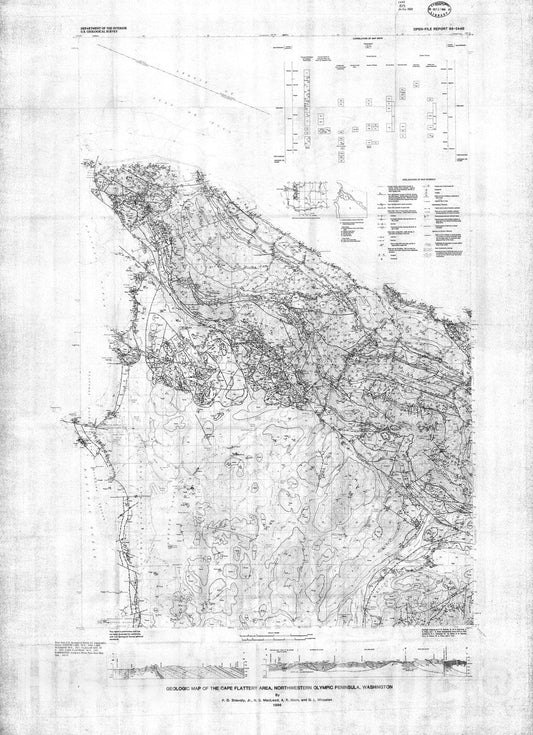 Map : Geologic map of the Cape Flattery area, northwestern Olympic Peninsula, Washington, 1986 Cartography Wall Art :