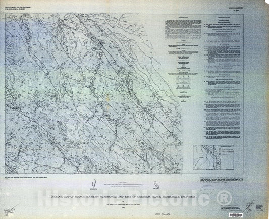 Map : Geologic map of Branch Mountain quadrangle and part of Chimineas Ranch quadrangle, California, 1986 Cartography Wall Art :