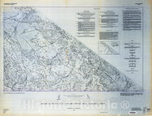 Map : Geologic map of parts of the La Panza and California Valley quadrangles, California, 1986 Cartography Wall Art :