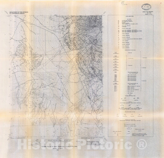 Map : Preliminary geologic maps, cross sections, and explanation pamphlet for the Ophir and Mercur 71/2-minute quadrangles, Utah, 1987 Cartography Wall Art :