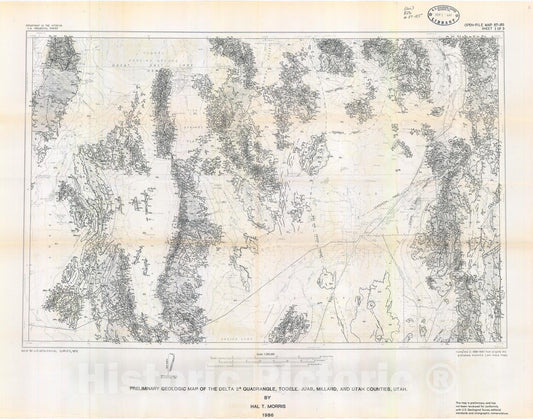 Map : Preliminary geologic map of the Delta two degree quadrangle, Tooele, Juab, Millard, and Utah Counties, Utah, 1987 Cartography Wall Art :