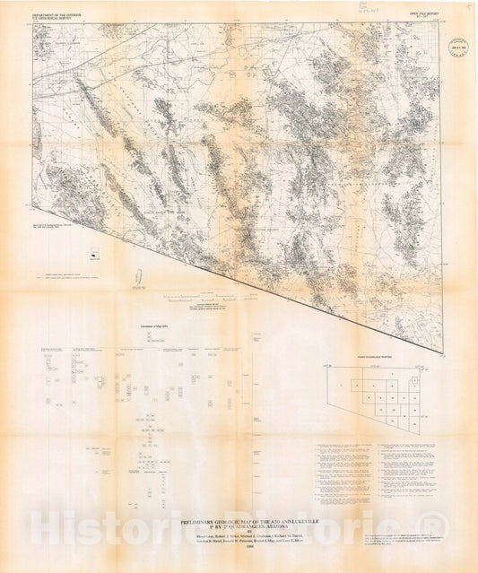 Map : Geologic map of the Ajo and Lukeville one degree by two degree quadrangle, southwest Arizona, one988 Cartography Wall Art :