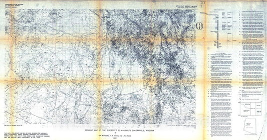 Map : Geologic map of the Prescott 30- x 60- minute quadrangle, Arizona, 1988 Cartography Wall Art :