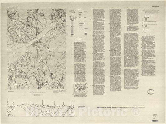 Map : Geologic map of Mackay four (Grouse) NE quadrangle, Butte and Custer Counties, Idaho, 1988 Cartography Wall Art :
