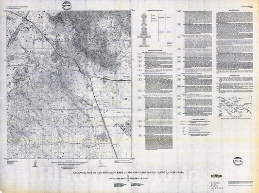 Map : Geologic map of the Riverside East quadrangle, Riverside County, California, 1994 Cartography Wall Art :