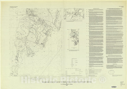 Map : Preliminary geologic map of the Oxley Peak quadrangle, Elko County, Nevada, 1988 Cartography Wall Art :