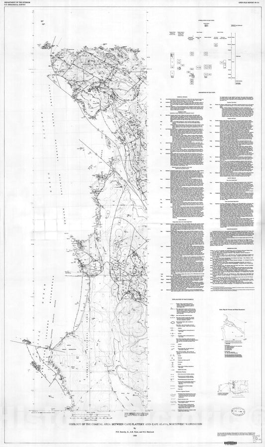 Map : Geology of the coastal area between Cape Flattery and Cape Alava, northwest Washington, 1989 Cartography Wall Art :