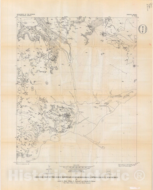 Map : Geologic map of the Horse Mountain West quadrangle, Catron County, New Mexico, 1989 Cartography Wall Art :