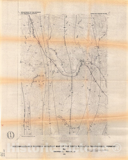 Map : Reconnaissance bedrock geologic map of the South Royalton quadrangle, Vermont, 1989 Cartography Wall Art :