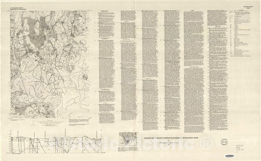 Map : Geologic map of Mackay four (Grouse) SE quadrangle, Butte County, Idaho, 1989 Cartography Wall Art :