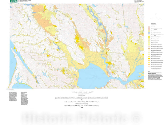 Map : Quaternary geology and liquefaction susceptibility, Napa, California 1:100,000 quadrangle, a digital database, 1998 Cartography Wall Art :