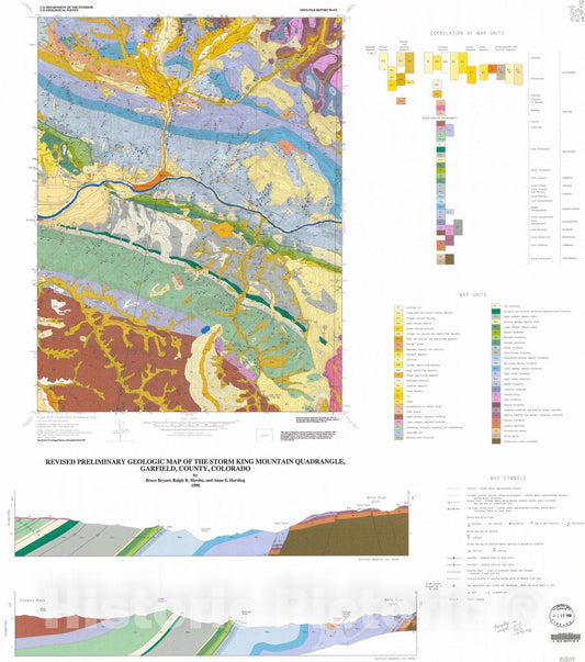 Map : Revised preliminary geologic map of the Storm King Mountain quadrangle, Garfield County, Colorado, 1998 Cartography Wall Art :