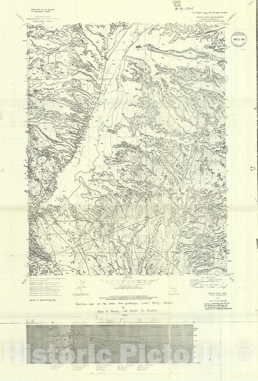 Map : Geologic map of the Indian Cove quadrangle, Lincoln County, Nevada, 1990 Cartography Wall Art :