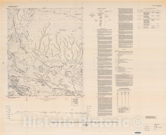Map : Preliminary geologic map of the Crookson Peak quadrangle, Grant County, New Mexico, 1991 Cartography Wall Art :