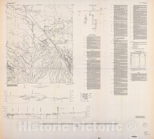 Map : Preliminary geologic map and sections of the Walker Canyon quadrangle, Grant and Hidalgo Counties, New Mexico, 1991 Cartography Wall Art :