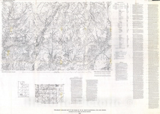 Map : Preliminary geologic map of the Kanab thirty by 60-minute quadrangle, Utah-Arizona, 1990 Cartography Wall Art :