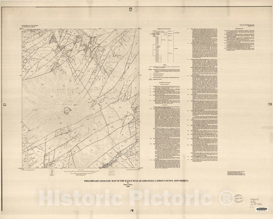 Map : Preliminary geologic map of the Eagle Peak quadrangle, Catron County, New Mexico, 1990 Cartography Wall Art :