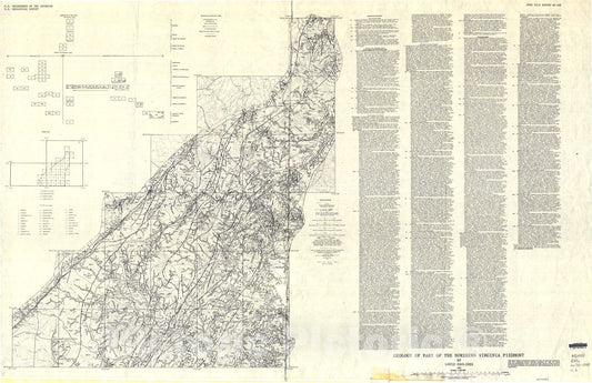 Map : Geology of part of the northern Virginia Piedmont, 1990 Cartography Wall Art :