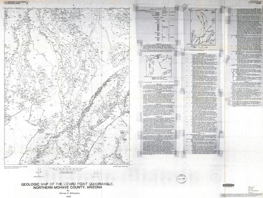 Map : Geologic map of the Lizard Point quadrangle, northern Mohave County, Arizona, 1990 Cartography Wall Art :