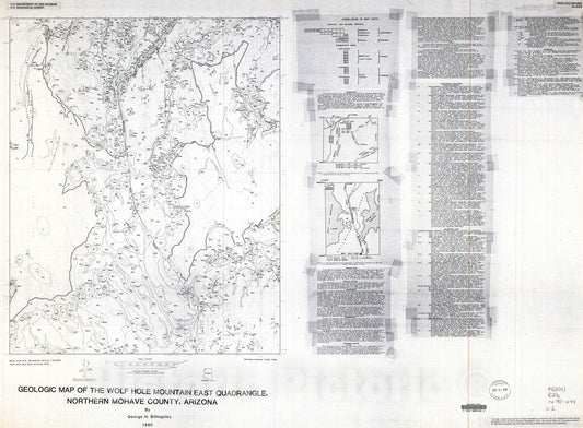 Map : Geologic map of the Wolf Hole Mountain East quadrangle, northern Mohave County, Arizona, 1990 Cartography Wall Art :