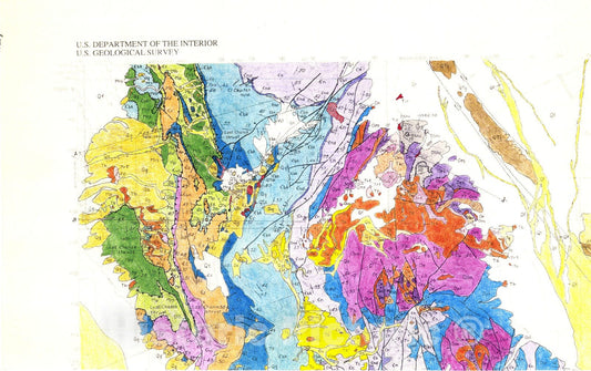 Map : Geologic map of the Last Chance quadrangle, California and Nevada, 1990 Cartography Wall Art :