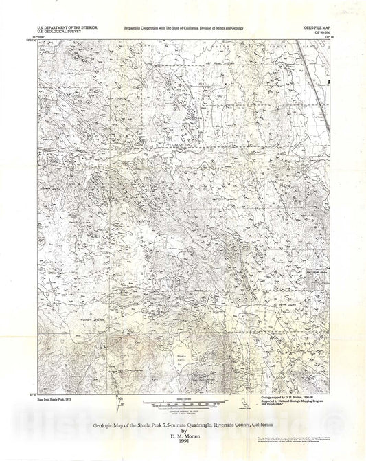 Map : Geologic map of the Steele Peak 7.5-minute quadrangle, Riverside County, California, 1991 Cartography Wall Art :