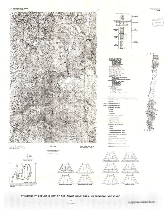 Map : Preliminary geologic map of the Orwig Hump area, Washington and Idaho, 1990 Cartography Wall Art :