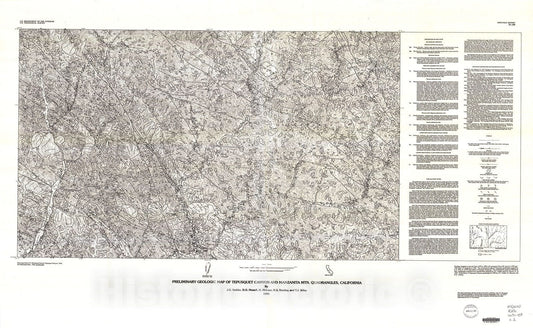 Map : Preliminary geologic map of Tepusquet Canyon and Manzanita Mtn. quadrangle, California, 1991 Cartography Wall Art :