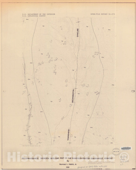 Map : Reconnaissance bedrock geologic map of the Randolph Center quadrangle, Vermont, 1991 Cartography Wall Art :