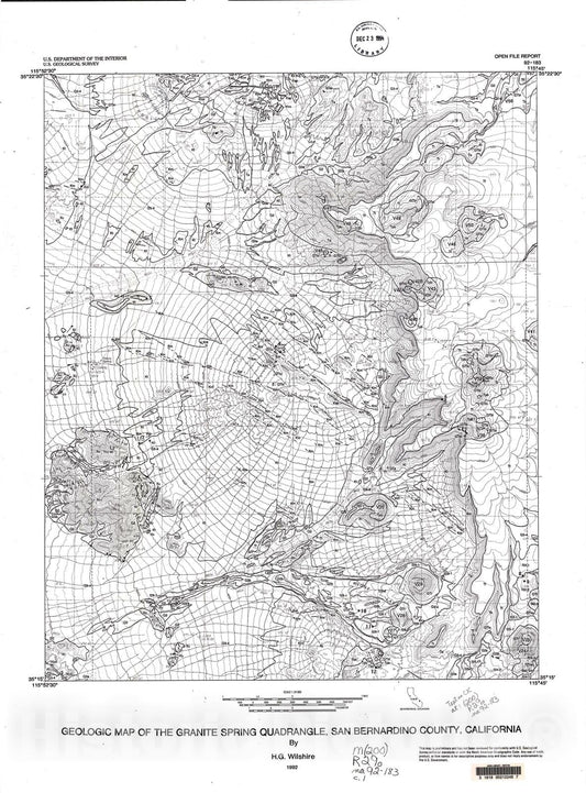 Map : Geologic map of the Granite Spring quadrangle, San Bernardino County, California, 1992 Cartography Wall Art :