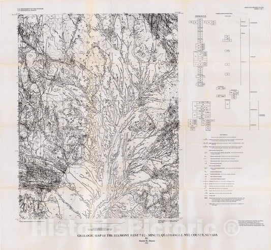 Map : Geologic map of the Belmont West seven 1/2 minute quadrangle, Nye County, Nevada, 1992 Cartography Wall Art :