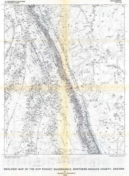 Map : Geologic map of the Gyp Pocket quadrangle, northern Mohave County, Arizona, 1992 Cartography Wall Art :