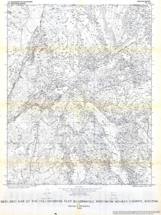 Map : Geologic map of the Yellowhorse Flat quadrangle, northern Mohave County, Arizona, 1992 Cartography Wall Art :
