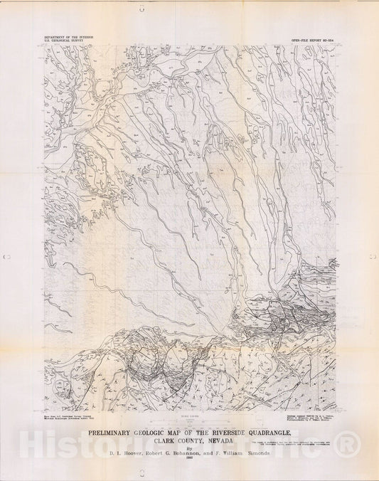 Map : Preliminary geologic map of the Riverside quadrangle, Clark County, Nevada, 1992 Cartography Wall Art :
