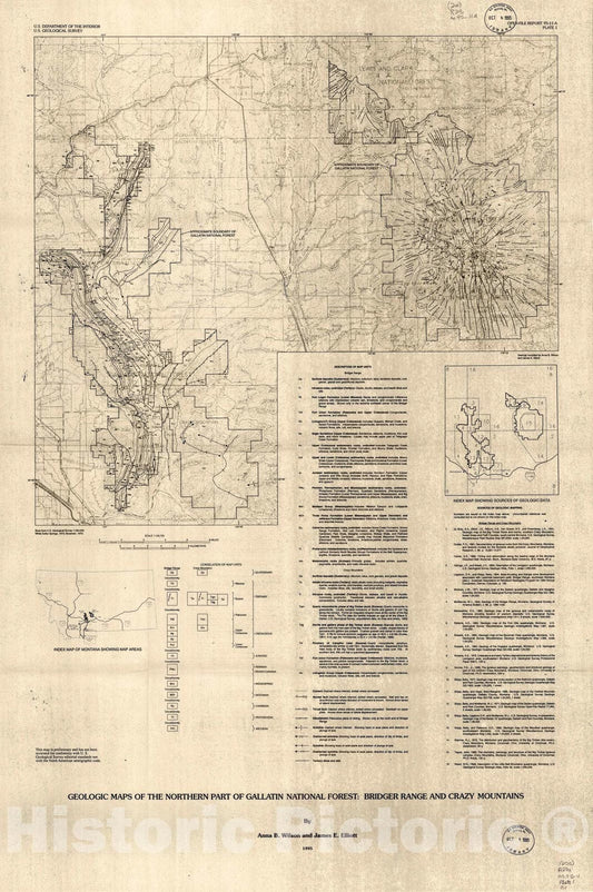 Map : Geologic maps of the northern and western parts of Gallatin National Forest, Montana-digital and hard copy formats, 1995 Cartography Wall Art :