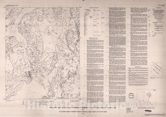 Map : Geologic map of the Cane Springs quadrangle, northern Mohave County, Arizona, 1995 Cartography Wall Art :