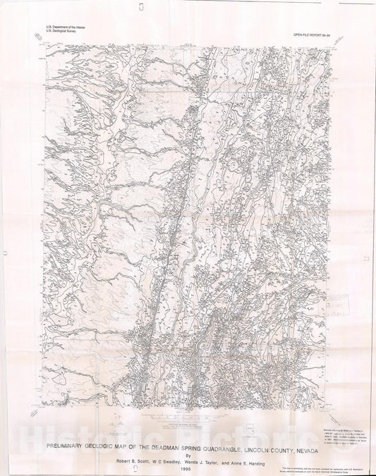 Map : Preliminary geologic map of the Deadman Spring quadrangle, Lincoln County, Nevada, 1995 Cartography Wall Art :