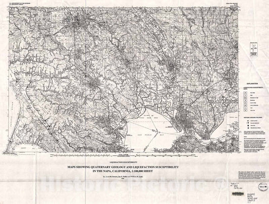 Map : Maps showing quaternary geology and liquefaction susceptibility in the Napa, California, 1:100,000 sheet, 1995 Cartography Wall Art :