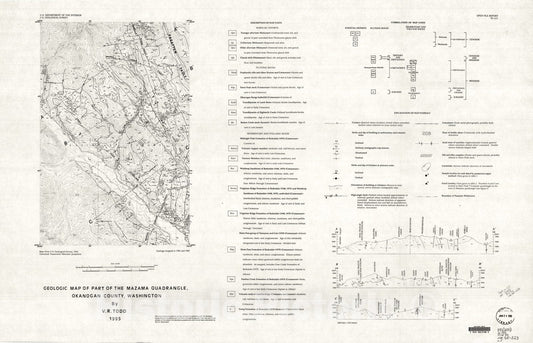 Map : Geologic map of part of the Mazama quadrangle, Okanogan County, Washington, 1995 Cartography Wall Art :