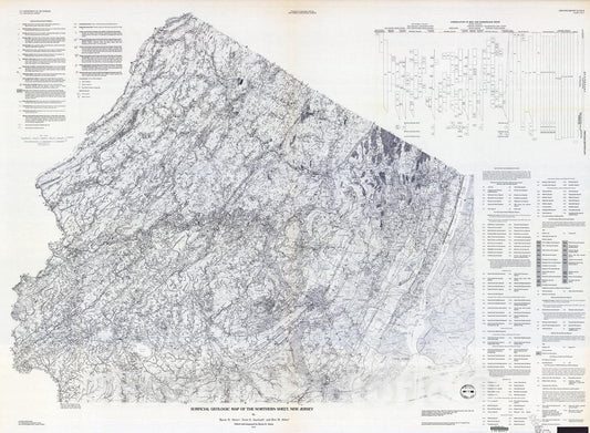 Map : Surficial geologic map of the northern sheet, New Jersey, 1995 Cartography Wall Art :