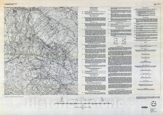 Map : Preliminary geologic map of the Big Pine Mountain quadrangle, California, 1995 Cartography Wall Art :