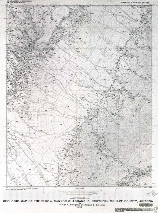 Map : Geologic map of the Elbow Canyon quadrangle, northern Mohave County, Arizona, 1995 Cartography Wall Art :