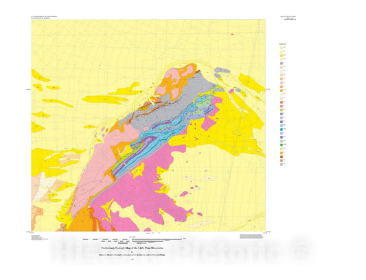 Map : Preliminary geologic map of the Little Piute Mountains, San Bernardino County, California, 1995 Cartography Wall Art :